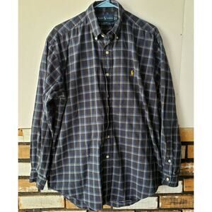 Ralph Lauren Blake Mens M Blue Windowpane Plaid Button Front Shirt